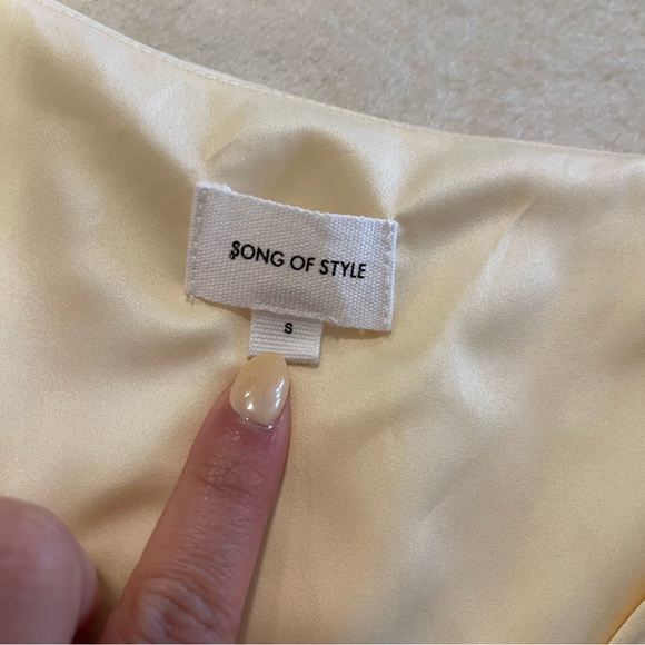 Song of Style Cream Satin Dala Wrap Dress - Picture 5 of 8